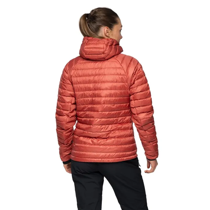 Women Bergans Of Norway Down Jackets Vaagaa Light Down Jacket Hood Rusty Dust Crimson Red