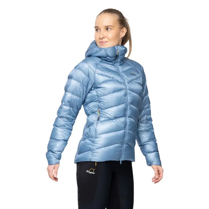 Women Bergans Of Norway Down Jackets Y Lightline Weightless Down Jacket Hood Elemental Blue