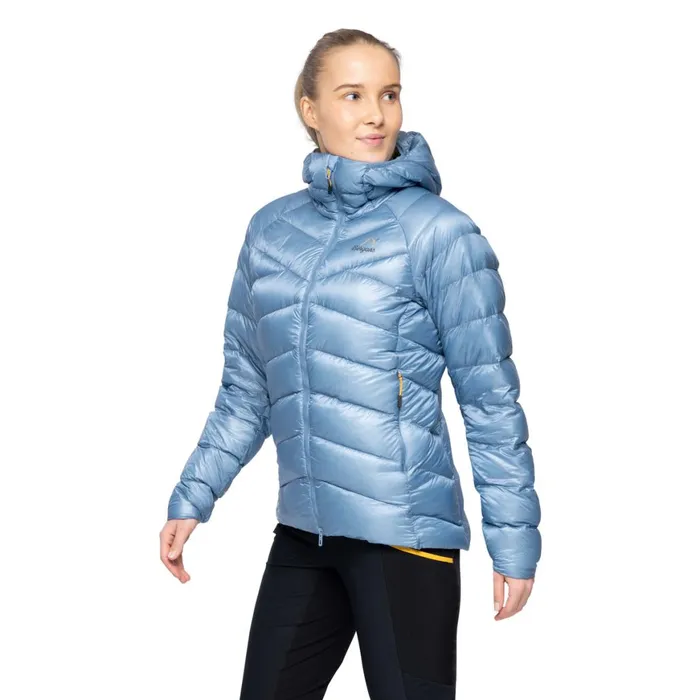 Women Bergans Of Norway Down Jackets Y Lightline Weightless Down Jacket Hood Elemental Blue