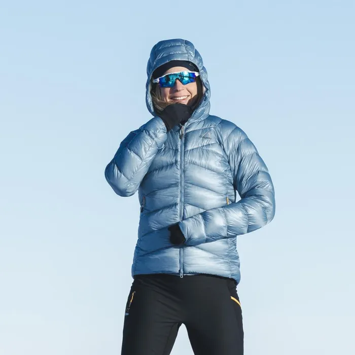 Women Bergans Of Norway Down Jackets Y Lightline Weightless Down Jacket Hood Elemental Blue