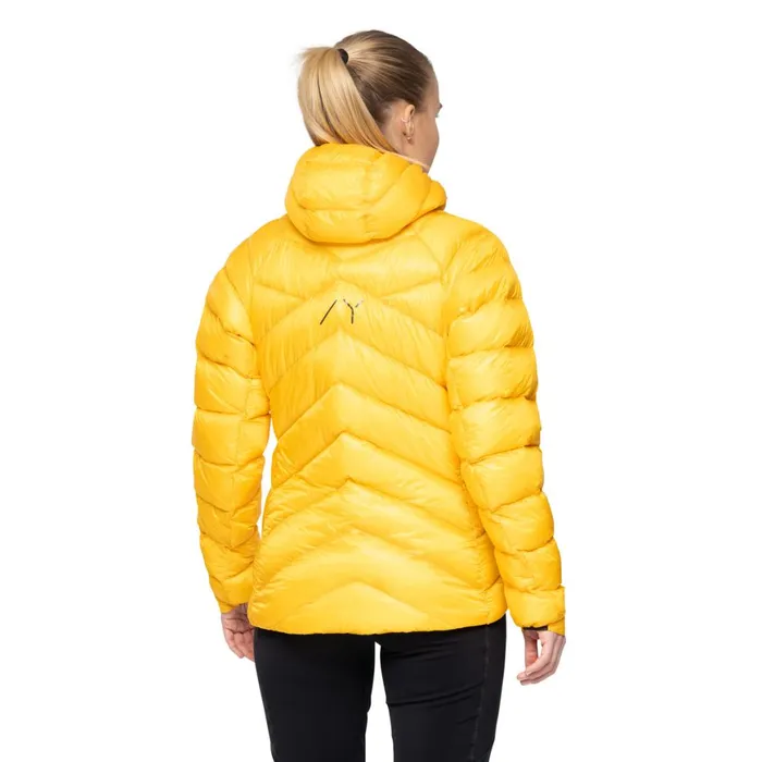 Women Bergans Of Norway Down Jackets Y Lightline Weightless Down Jacket Hood Mango Yellow