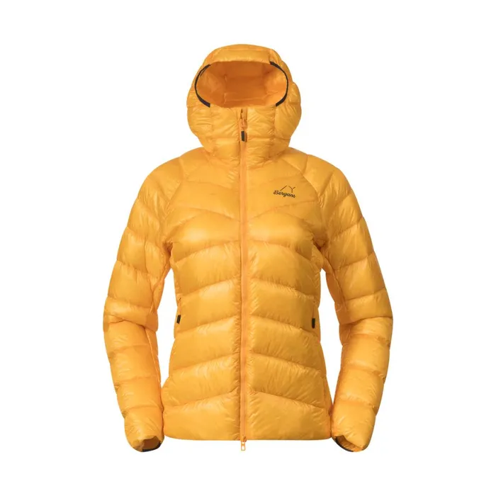 Women Bergans Of Norway Down Jackets Y Lightline Weightless Down Jacket Hood Mango Yellow