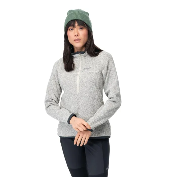 Women Bergans Of Norway Fleece Kamphaug Knitted W Half Zip Chalk Sand