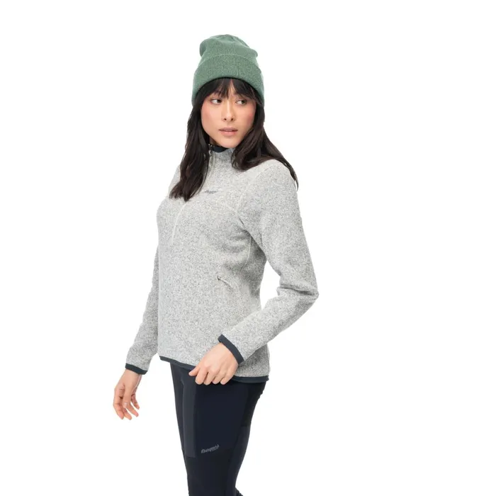 Women Bergans Of Norway Fleece Kamphaug Knitted W Half Zip Chalk Sand