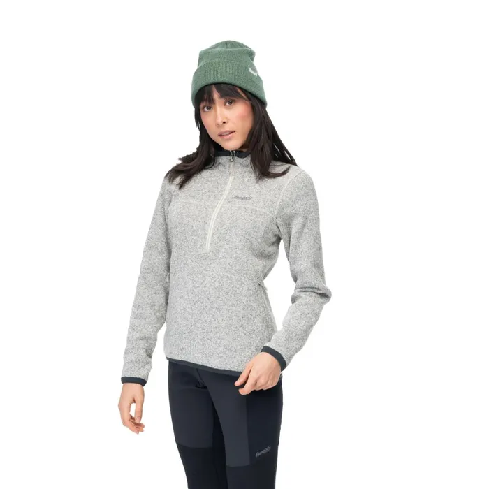 Women Bergans Of Norway Fleece Kamphaug Knitted W Half Zip Chalk Sand