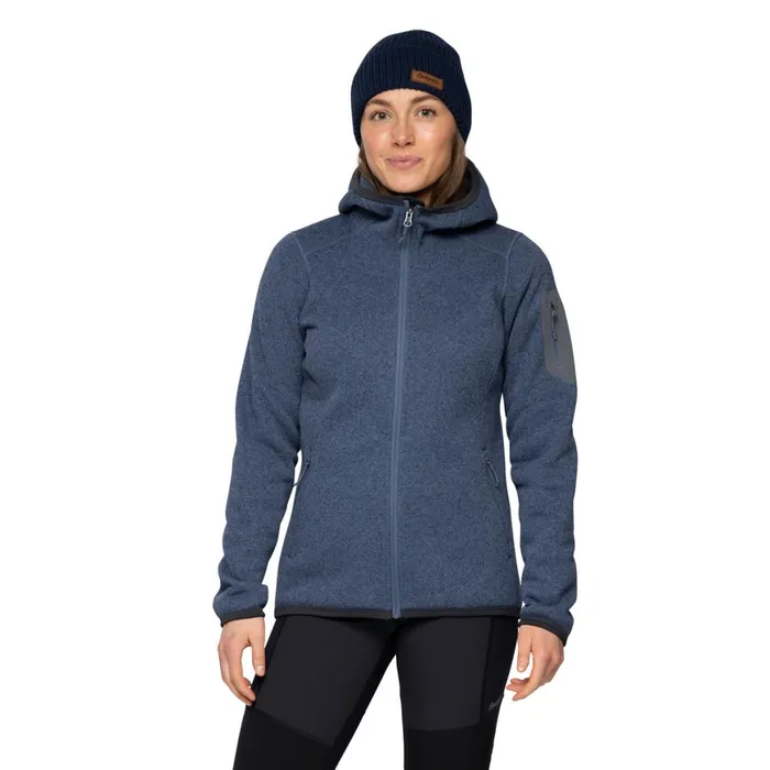 Women Bergans Of Norway Fleece Kamphaug Knitted W Hoodie Granite Blue