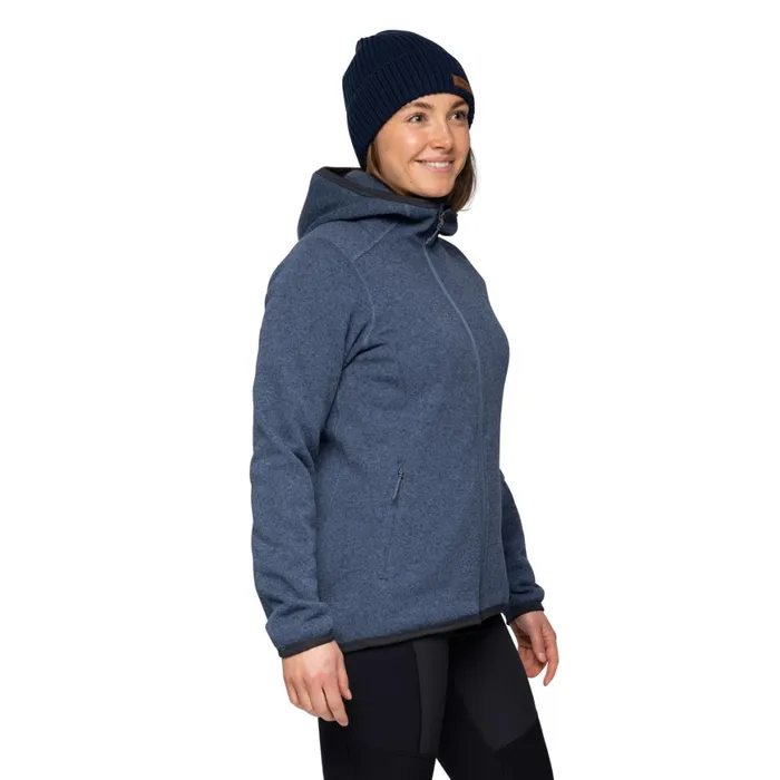 Women Bergans Of Norway Fleece Kamphaug Knitted W Hoodie Granite Blue