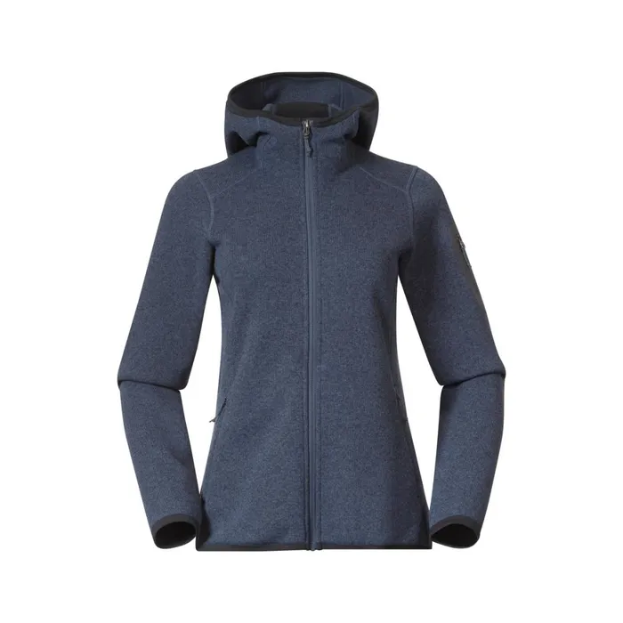 Women Bergans Of Norway Fleece Kamphaug Knitted W Hoodie Granite Blue