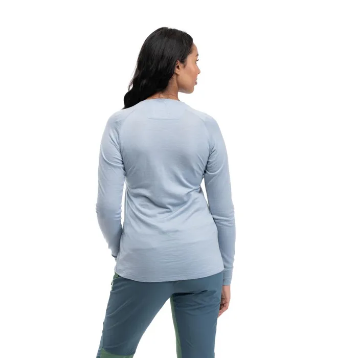 Women Bergans Of Norway Jumpers And Long Sleeves Lysebu Wool W Henley Husky Blue