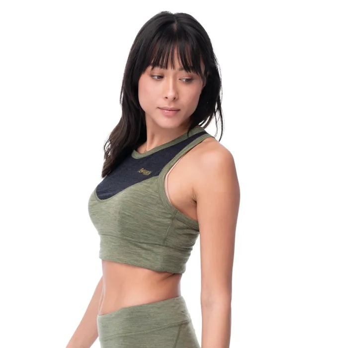 Women Bergans Of Norway Singlets InnerLight W Top Olive Green Solid Charcoal