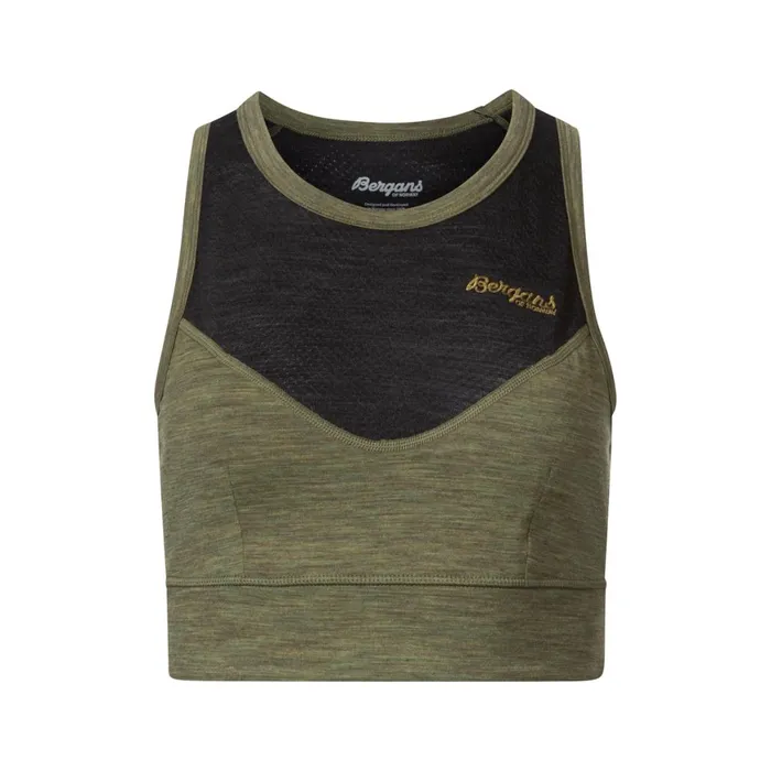 Women Bergans Of Norway Singlets InnerLight W Top Olive Green Solid Charcoal