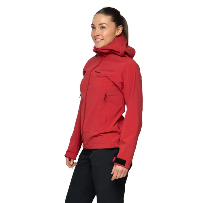Women Bergans Of Norway Softshell Jackets Vaagaa Softshell Jacket Hood Crimson Red