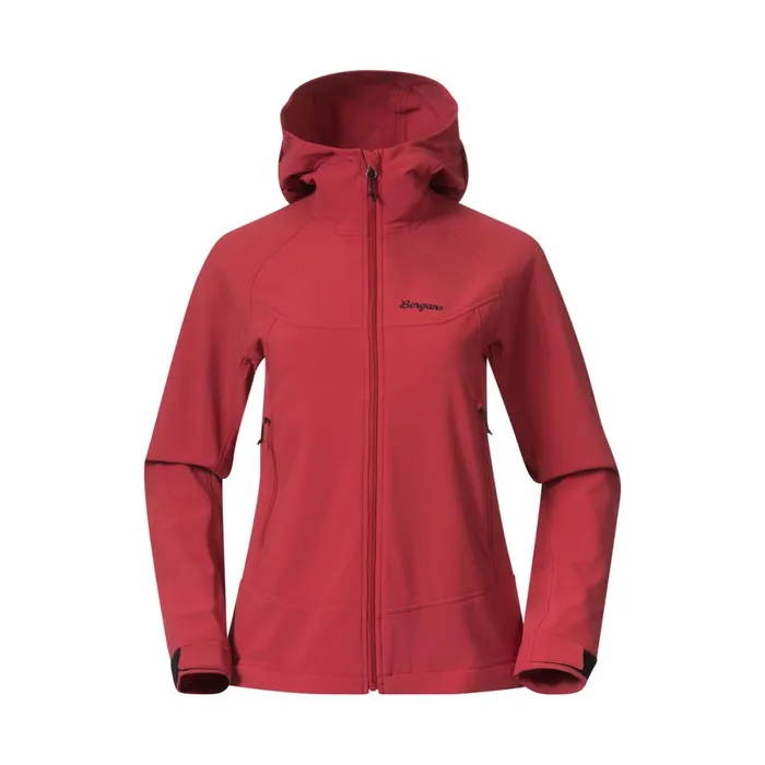 Women Bergans Of Norway Softshell Jackets Vaagaa Softshell Jacket Hood Crimson Red