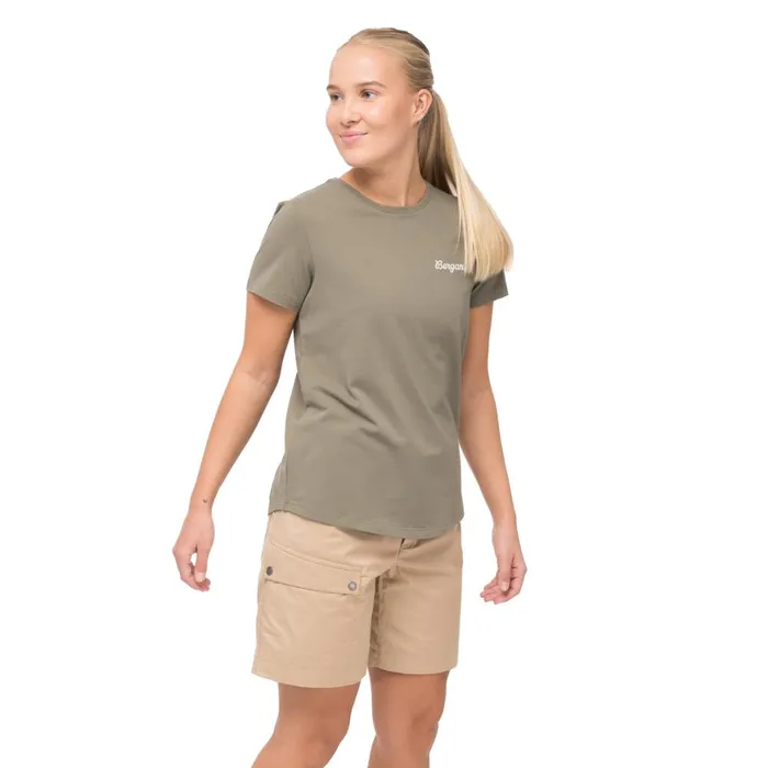 Women Bergans Of Norway TShirts Nordmarka Organic Cotton Print Tee Green Mud