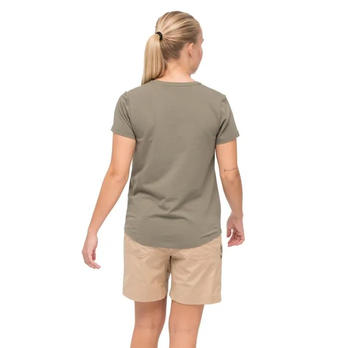 Women Bergans Of Norway TShirts Nordmarka Organic Cotton Print Tee Green Mud