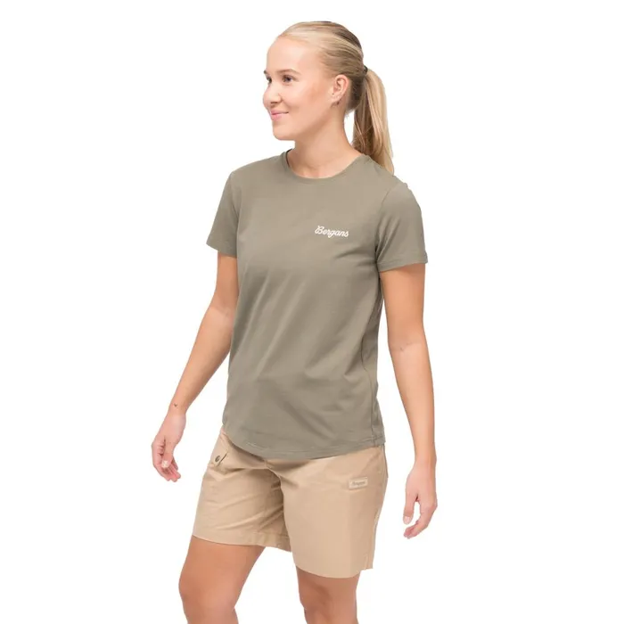 Women Bergans Of Norway TShirts Nordmarka Organic Cotton Print Tee Green Mud