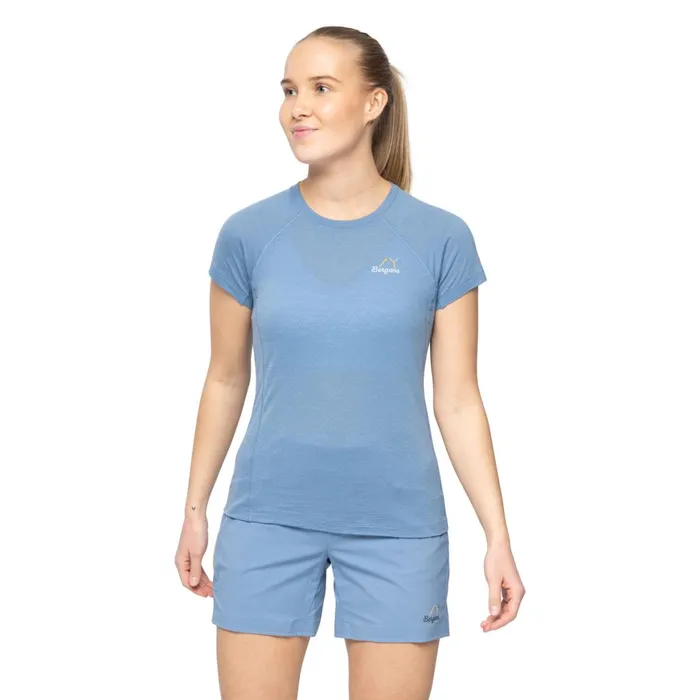 Women Bergans Of Norway TShirts Y Lightline Merino Tee Elemental Blue