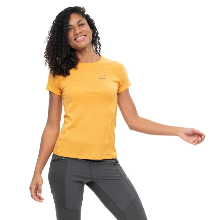 Women Bergans Of Norway TShirts Y Lightline Merino Tee Mango Yellow