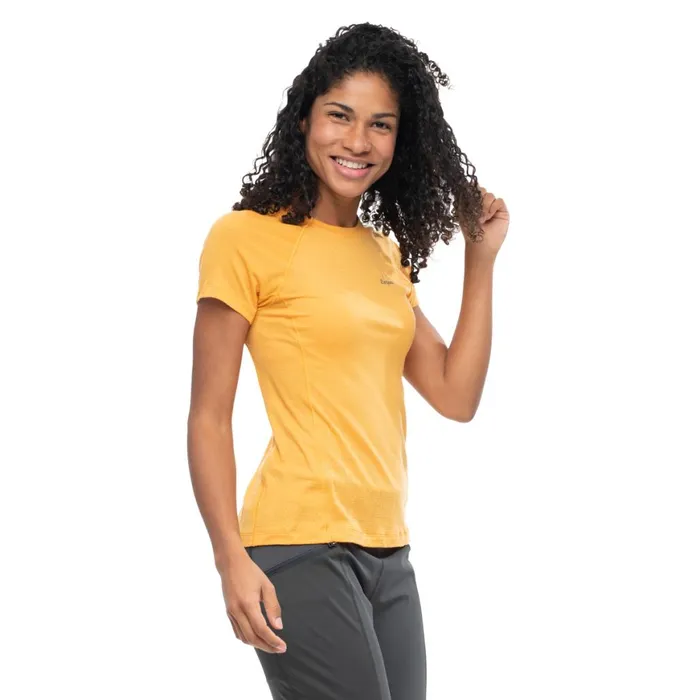 Women Bergans Of Norway TShirts Y Lightline Merino Tee Mango Yellow