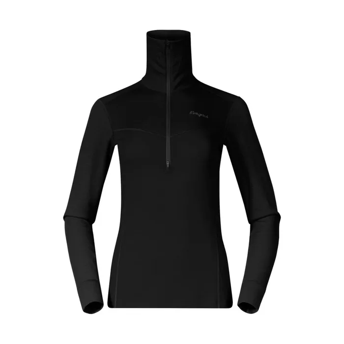 Women Bergans Of Norway Wool Longsleeved Shirts InnerDual Merino Half Zip Black
