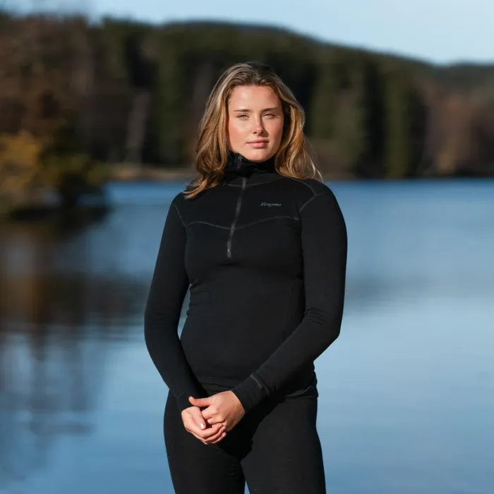 Women Bergans Of Norway Wool Longsleeved Shirts InnerDual Merino Half Zip Black