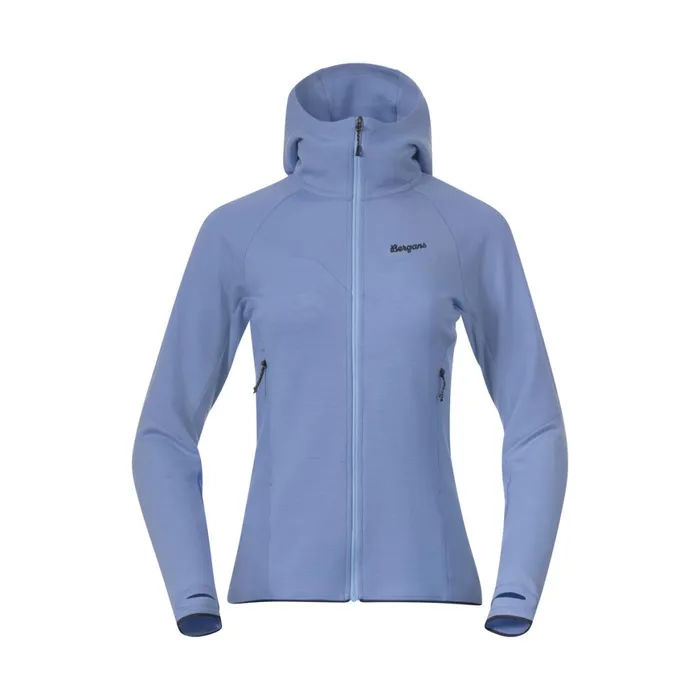 Women Bergans Of Norway Wool Tind Merino Hood Jacket Blueberry Milk