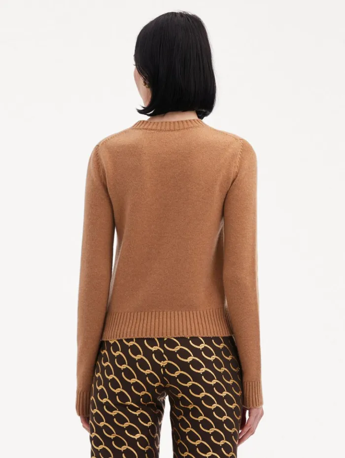 Women Blouses and Knits Oscar De La Renta O Flower Cashmere Pullover Camel Women Blouses and Knits Oscar De La Renta O Flower Cashmere Pullover Camel