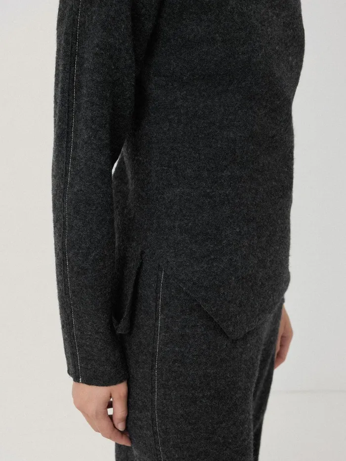 Women Boiled Wool Blend Batwing Top Dark Grey Jigsaw Pyjamas and Loungewear