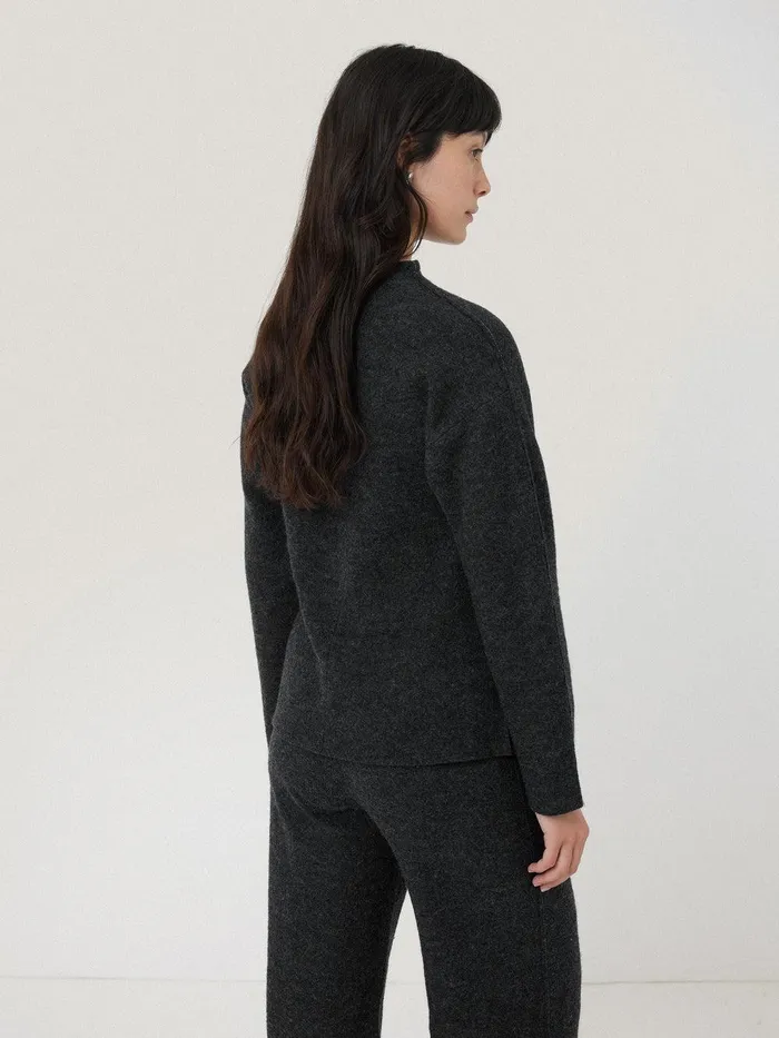 Women Boiled Wool Blend Batwing Top Dark Grey Jigsaw Pyjamas and Loungewear