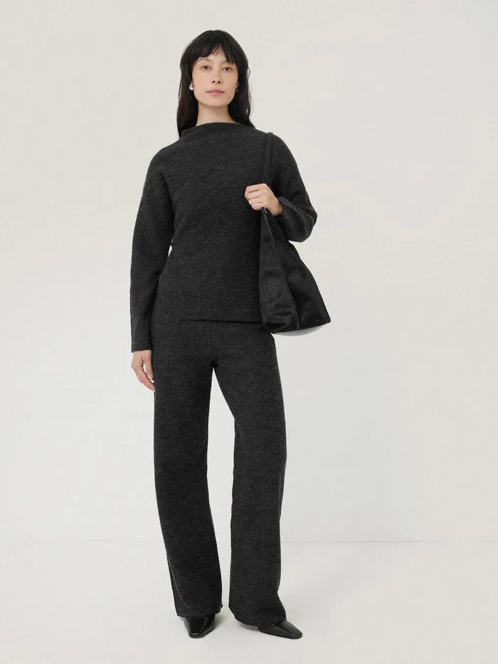 Women Boiled Wool Blend Trouser Dark Grey Jigsaw Coords