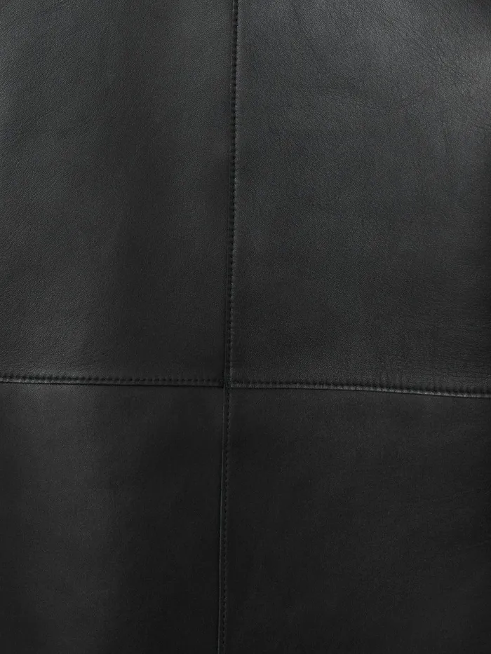 Women Bonded Leather Jacket Black Jigsaw Coats and Jackets