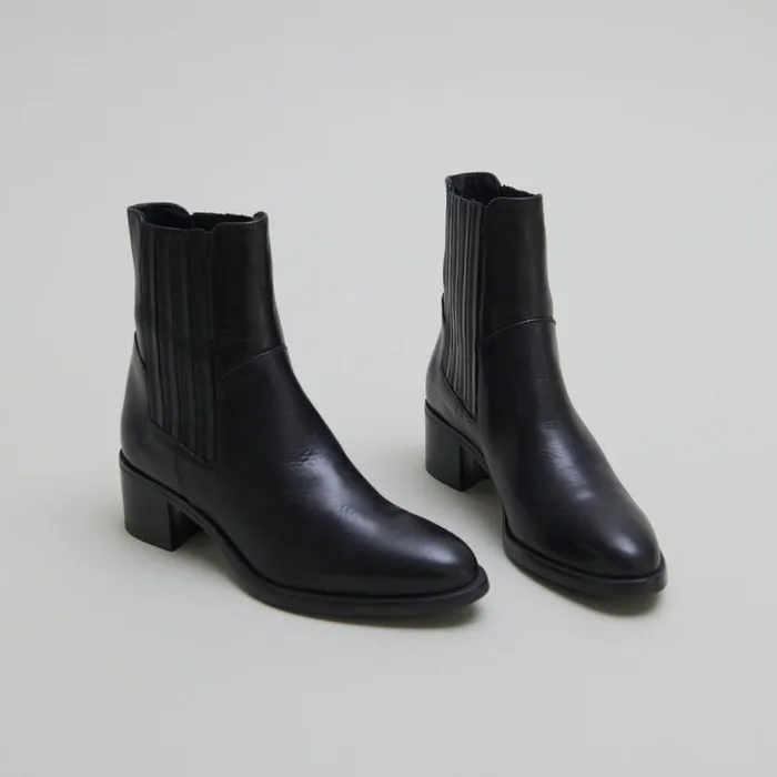 Women Boots With Elastic Band And Square Heel Black JONAK Ankle Boots Lowboots