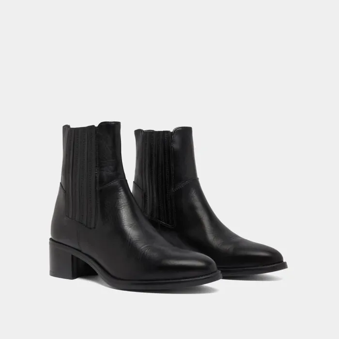 Women Boots With Elastic Band And Square Heel Black JONAK Ankle Boots Lowboots