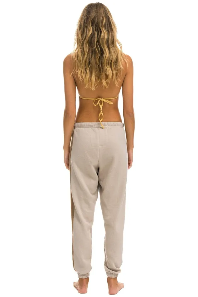 Women Bottoms Aviator Nation 5 STRIPE SWEATPANTS 8211 SAND TAN