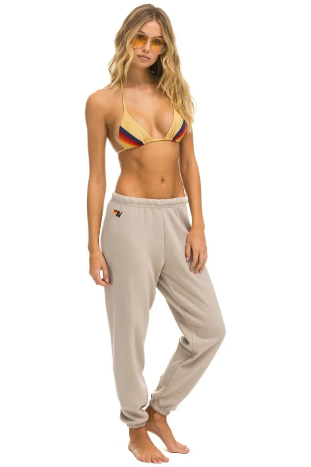 Women Bottoms Aviator Nation 5 STRIPE SWEATPANTS 8211 SAND TAN