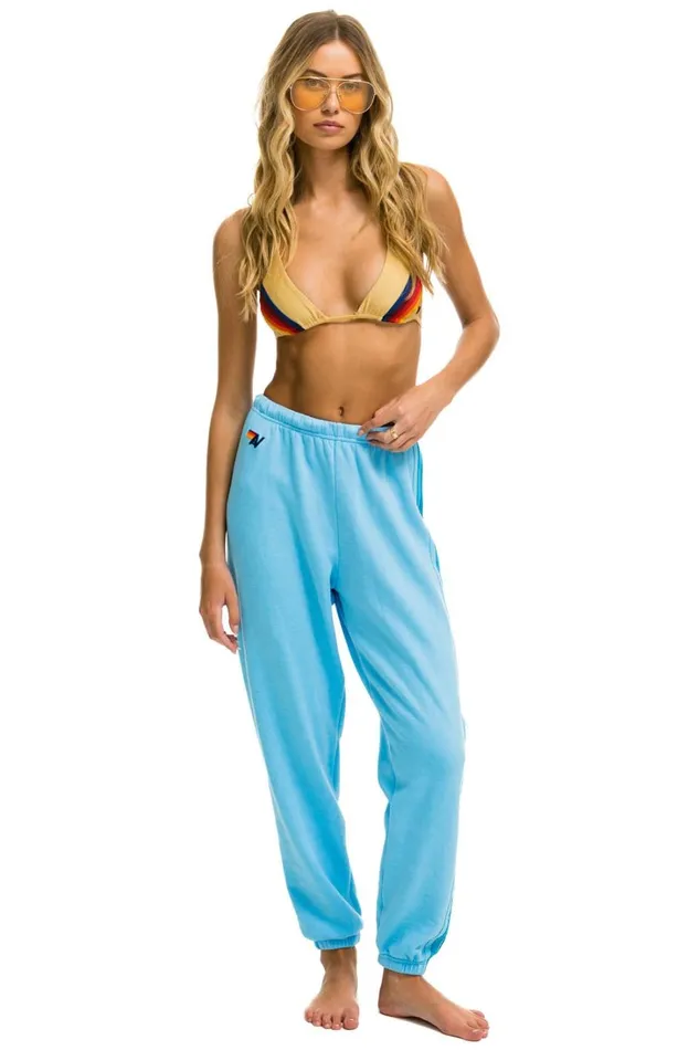 Women Bottoms Aviator Nation 5 STRIPE SWEATPANTS 8211 SKY BLUE