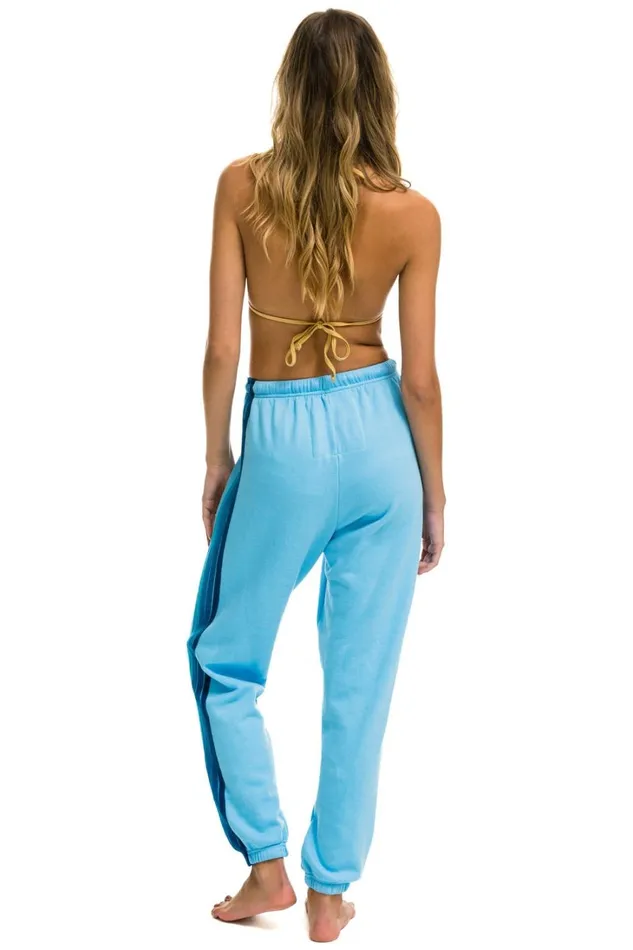 Women Bottoms Aviator Nation 5 STRIPE SWEATPANTS 8211 SKY BLUE