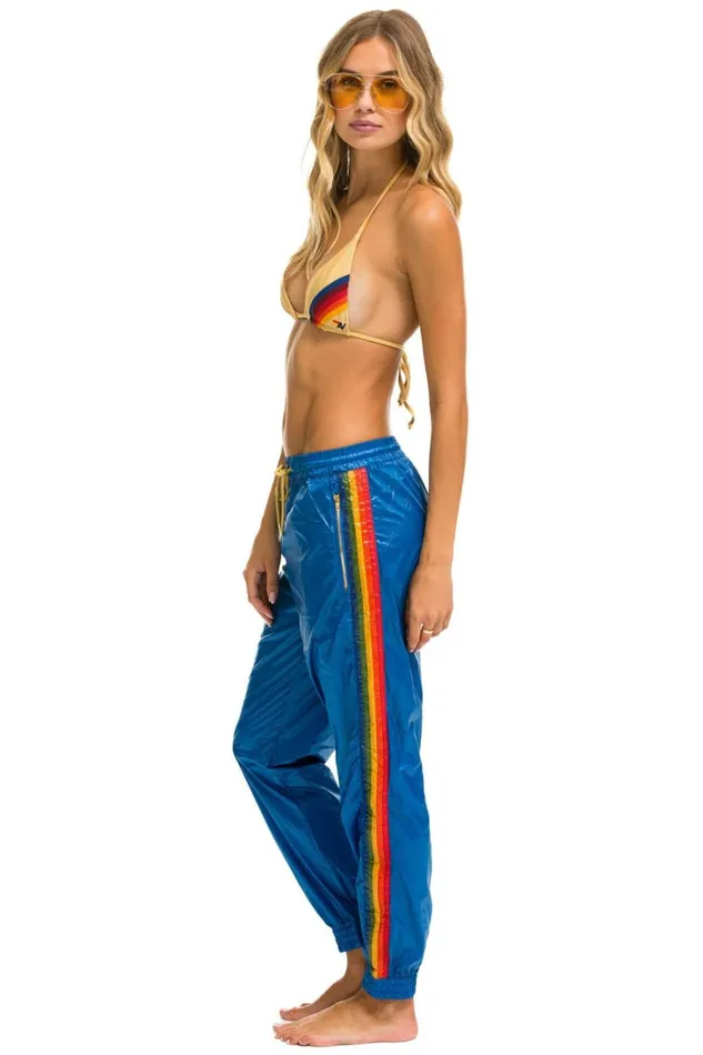 Women Bottoms Aviator Nation 5 STRIPE WIND PANT 8211 SNORKEL BLUE GLOSSY