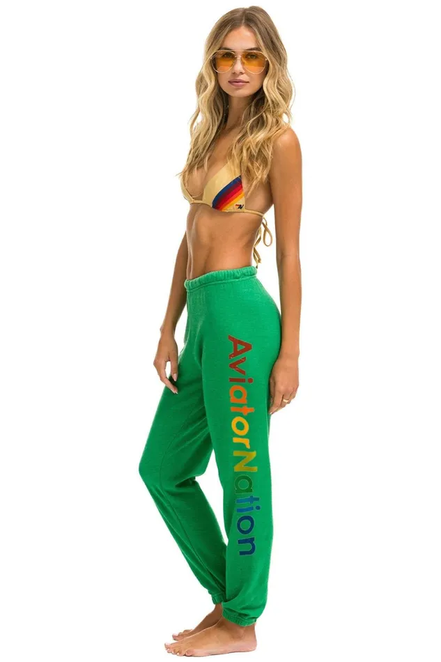 Women Bottoms Aviator Nation AVIATOR NATION SWEATPANTS 8211 KELLY GREEN Women Bottoms Aviator Nation AVIATOR NATION SWEATPANTS 8211 KELLY GREEN