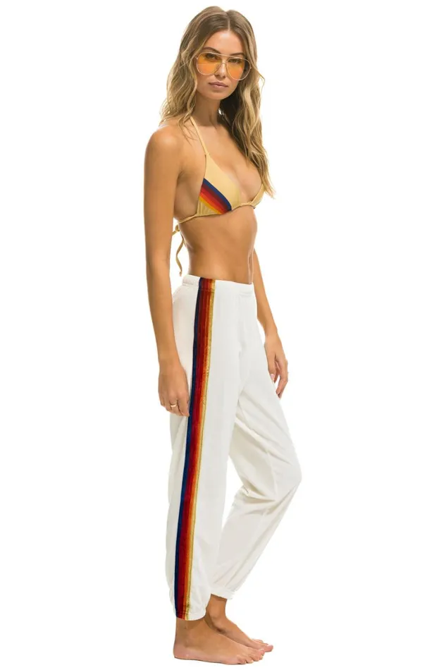 Women Bottoms Aviator Nation CLASSIC VELVET SWEATPANTS 8211 WHITE