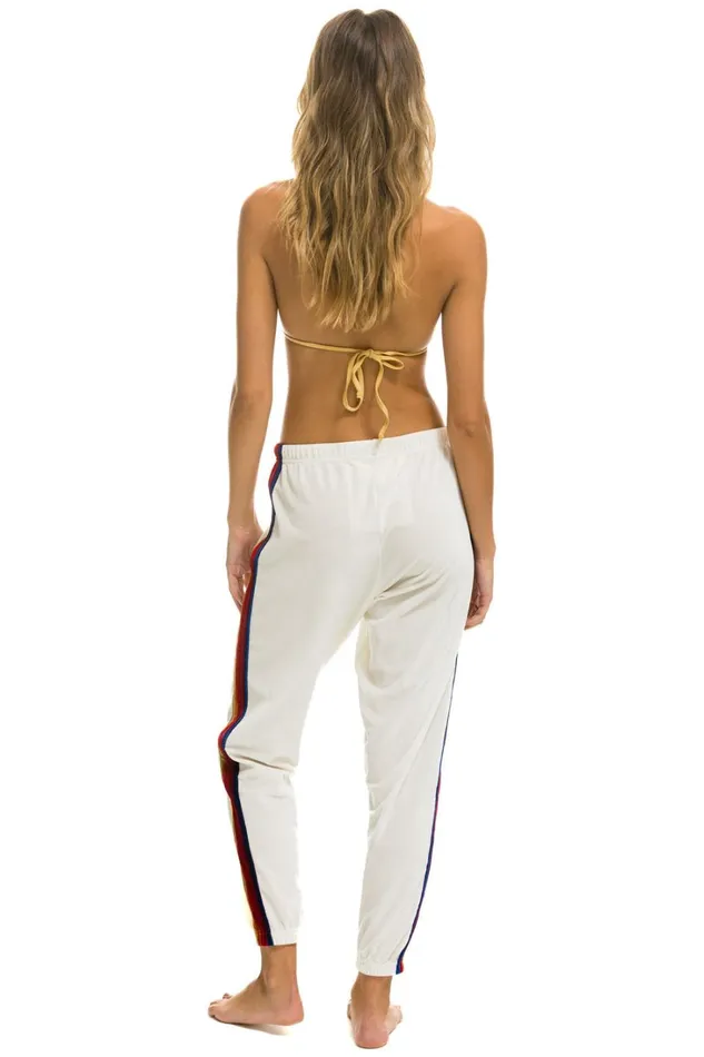 Women Bottoms Aviator Nation CLASSIC VELVET SWEATPANTS 8211 WHITE