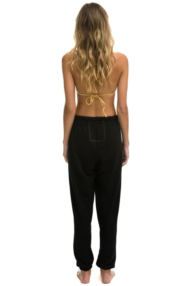 Women Bottoms Aviator Nation LOGO SWEATPANTS 8211 BLACK Women Bottoms Aviator Nation LOGO SWEATPANTS 8211 BLACK