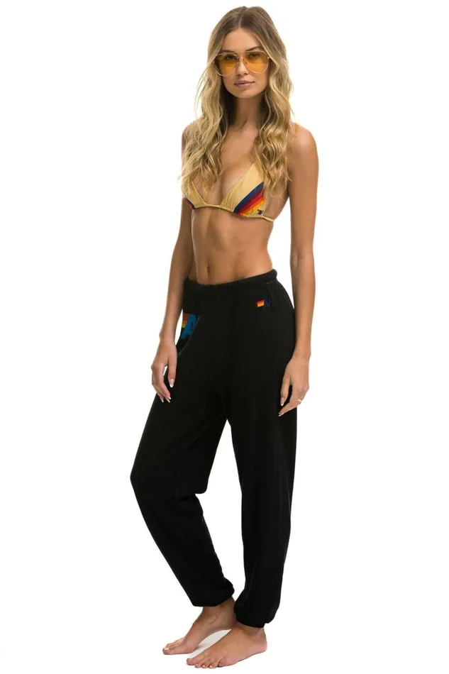 Women Bottoms Aviator Nation LOGO SWEATPANTS 8211 BLACK Women Bottoms Aviator Nation LOGO SWEATPANTS 8211 BLACK
