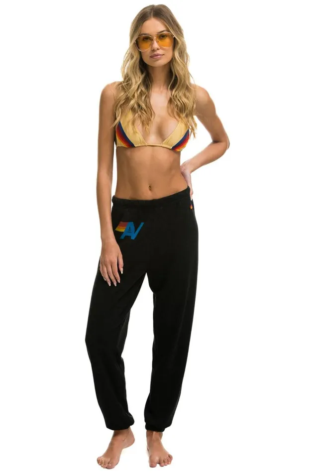 Women Bottoms Aviator Nation LOGO SWEATPANTS 8211 BLACK Women Bottoms Aviator Nation LOGO SWEATPANTS 8211 BLACK