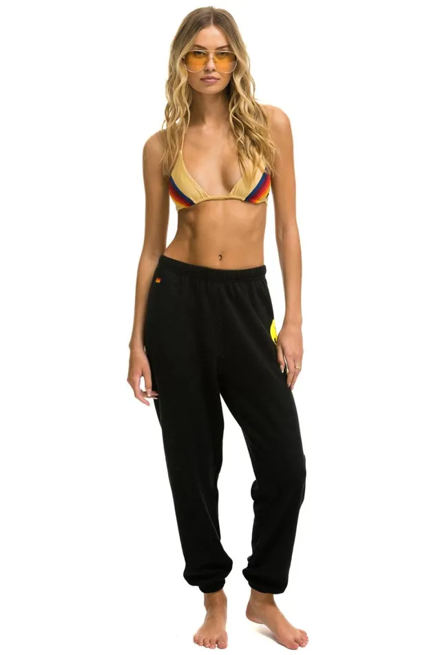 Women Bottoms Aviator Nation SMILEY SUNSET WOMENS SWEATPANTS 8211 BLACK