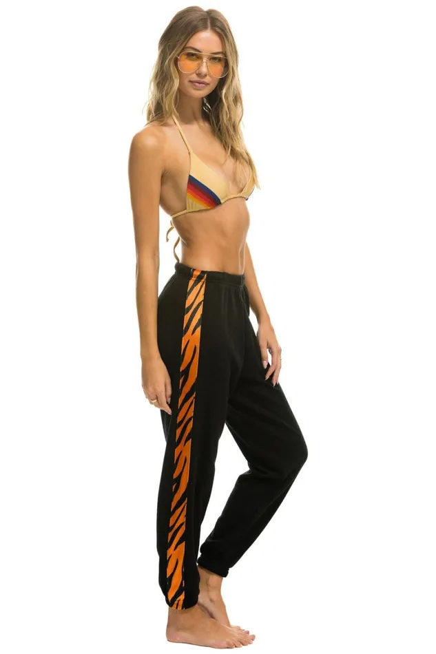 Women Bottoms Aviator Nation TIGER STRIPE SWEATPANTS 8211 BLACK TIGER Women Bottoms Aviator Nation TIGER STRIPE SWEATPANTS 8211 BLACK TIGER