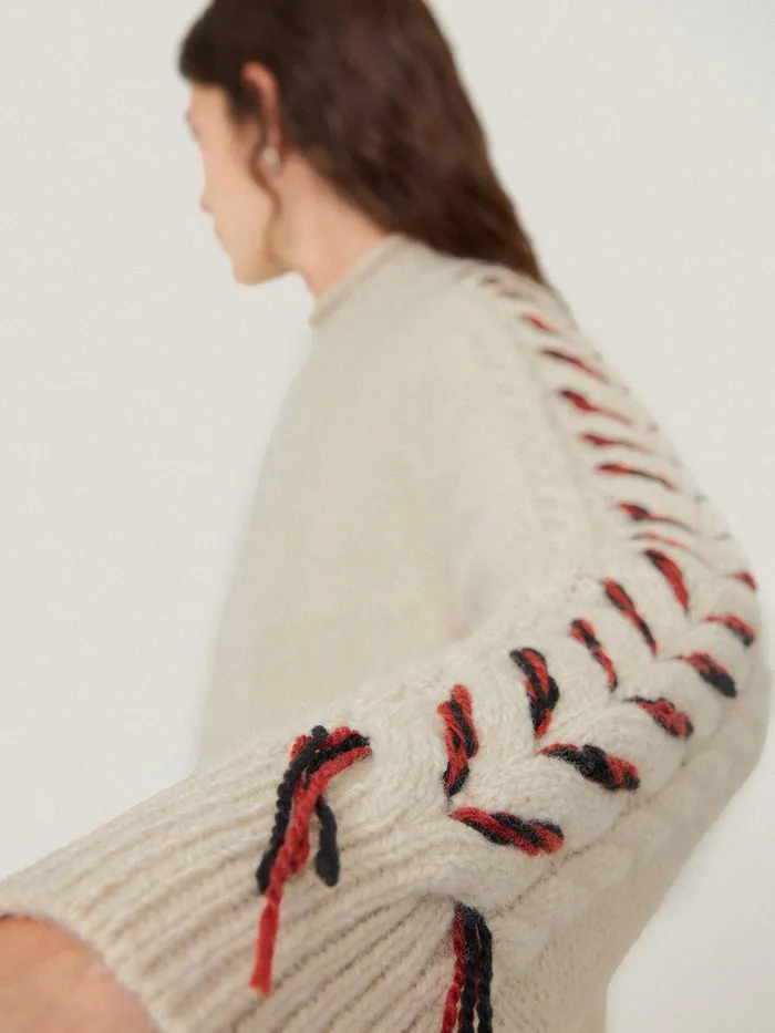 Women Braided Cable Jumper Cream Jigsaw Knitwear and Cashmere