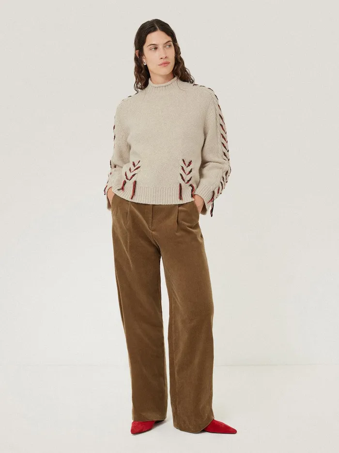 Women Braided Cable Jumper Cream Jigsaw Knitwear and Cashmere