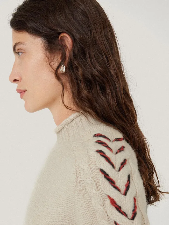 Women Braided Cable Jumper Cream Jigsaw Knitwear and Cashmere