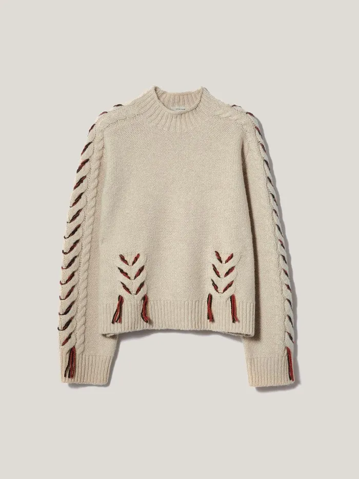 Women Braided Cable Jumper Cream Jigsaw Knitwear and Cashmere